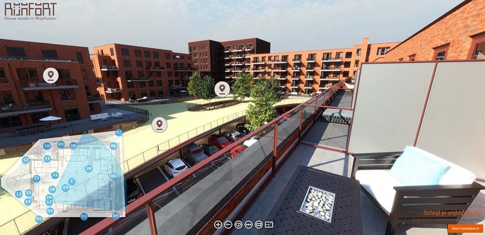 Het complex vanaf de straatzijde.