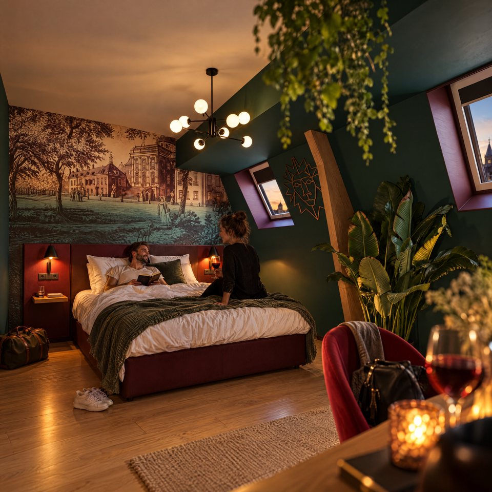 Zolderkamer met muurschildering in The Ald